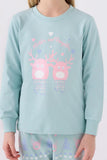 Roly Poly Girls Long Pajama Set Soft Cotton Blend Water Green