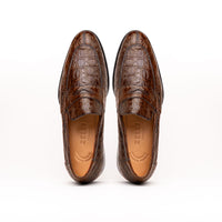 11-201-CGM ROMA Crocodile Penny Loafer, Cognac