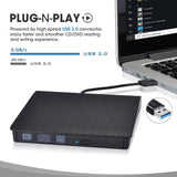 ROOFULL External CD DVD Drive USB 3.0 CD-Burner Premium Portable CD-ROM DVD+/-RW Optical Disc Drive Player Reader Rewriter  (Refurbished)