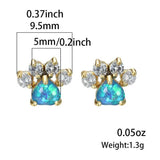 Rose Golden Opal Paw Print Stud Earrings