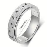 Rotatable Anxiety Fidget Ring Moon and Star Design