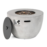 Round 50000 BTU Concrete Propane Fire Pit Table With Lava Rocks & PVC Cover, 36" (SAK91783)