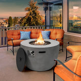 Round 50000 BTU Concrete Propane Fire Pit Table With Lava Rocks & PVC Cover, 36" (SAK91783)