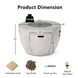 Round 50000 BTU Concrete Propane Fire Pit Table With Lava Rocks & PVC Cover, 36" (SAK91783)