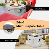 Round 50000 BTU Concrete Propane Fire Pit Table With Lava Rocks & PVC Cover, 36" (SAK91783)