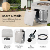 Round 50000 BTU Concrete Propane Fire Pit Table With Lava Rocks & PVC Cover, 36" (SAK91783)