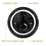 Round LED Headlight Halo Angel Eyes for Jeep Wrangler