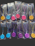 Round Pop Fidget Necklace —12Pack o fBright Solid Color or MultiColor Pendants