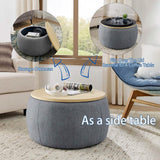 Round Storage Ottoman Coffee Table