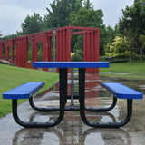 Large 46" Stylish Square Steel Picnic Table W/ Thermoplastic Coating & Umbrella Hole (SAK90547)
