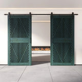 Diamond Pattern Double Door Barn Door Kit | Black Barn Door Hardware