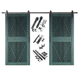 Diamond Pattern Double Door Barn Door Kit | Black Barn Door Hardware