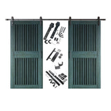Vertical Slat Double Door Barn Door Kit | Black Barn Door Hardware