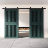 Vertical Slat Double Door Barn Door Kit | Black Barn Door Hardware