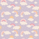 Lavender Rainbows and Clouds Ruffle Baby Footie