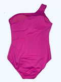 Michael Kors Iconic Solids One Shoulder One-Piece Swimsuit Cerise Size 16