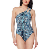Jessica Simpson Printed Sassy Safari One-Shoulder One-Piece Swimsuit
