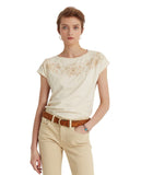 Lauren Ralph Lauren Womens Embroidered Cotton Blend T-Shirt, Size XL
