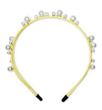 Inc Gold-Tone Imitation Pearl Satin-Wrapped Double-Row Headband