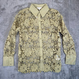 Adiva Embroidered Crochet Mesh Blouse Sheer Color Grass, Medium