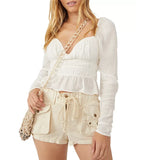 Free People Chloe Smocked Tie Back Top, Size Medium