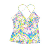 Jessica Simpson Womens Stretch Cross-Back Deep V-Neck Tie Tankini Top