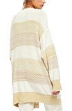 Free People Womens Beige Striped Open Cardigan Sweater, Medium