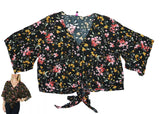 Polly & Esther Juniors Oversized Tie-Front Blouse