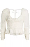Free People Chloe Smocked Tie Back Top, Size Medium