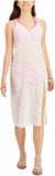 Miken Swim Womens Textured Slit Dress Deep V Neck Metallic
