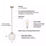 Cresswell Lighting 9in Modern Brushed Nickel Clear Glass Round Mini Pendant Ceili