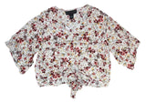 Polly & Esther Juniors Oversized Tie-Front Blouse