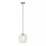 Cresswell Lighting 9in Modern Brushed Nickel Clear Glass Round Mini Pendant Ceili