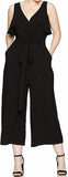Julian Taylor Women's Solid Belted Jumpsuit, Black, Size 16