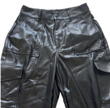 Good American Faux Leather Cargo Jogger Pants, Size 15