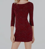Trixxi Juniors Metallic Open-Back Bodycon Dress, Red, Size 1