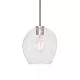 Cresswell Lighting 9in Modern Brushed Nickel Clear Glass Round Mini Pendant Ceili