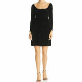 Aqua Women's Smocked Velvet Dress, Black, Size Small