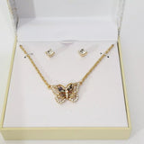 Charter Club Gold-Tone Crystal Butterfly Pendant Necklace and Stud Earrings