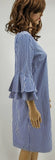 Nine West Scoop Neck V Back Ruffle Bell Sleeve Dress, Size 6