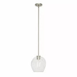 Cresswell Lighting 9in Modern Brushed Nickel Clear Glass Round Mini Pendant Ceili