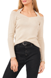 Vince Camuto Metallic Halter V-Neck Sweater in Flax, Size X-Large