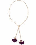 Inc Gold-Tone Color Bead and Flower 40In Adjustable Lariat Necklace