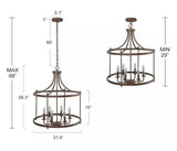 LNC Mocha 6-Light Antique Brozne Rustic Cage Chandelier