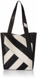 Calvin Klein Karsyn White Black Nappa Leather Stud Belted North/South Tote