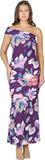 24Seven Comfort Apparel Purple Floral One-Shoulder Ruched Mermaid Maxi Dress, Size M
