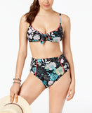 Bar III Floral-Print Tie Front Bralette Bikini Top