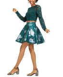 City Triangles Women's Green Glitter Floral Dress