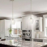 Cresswell Lighting 9in Modern Brushed Nickel Clear Glass Round Mini Pendant Ceili