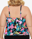Swim Solutions Plus Size in Living Color Blouson Tankini Top, Size 24W